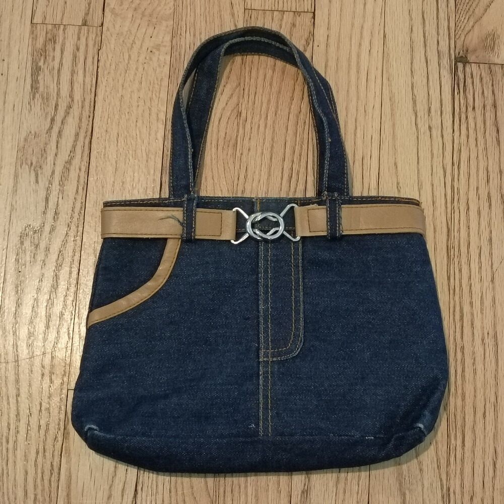 Women's Cute 100% Cotton Mini Denim Jeans Purse Handbag with Handles Pockets